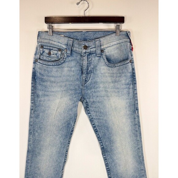 True Religion Mens Jeans Blue Rocco Relaxed Skinny Denim Stretch Acid Wash 32x34 - Picture 8 of 14